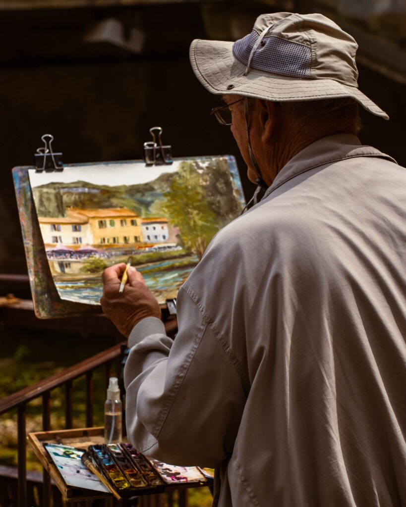 Portrait d'un peintre au bord de l'eau